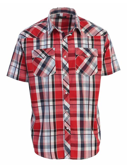 Gioberti Men's Western Plaid  Pearl Snap on Long Sleeve Shirt