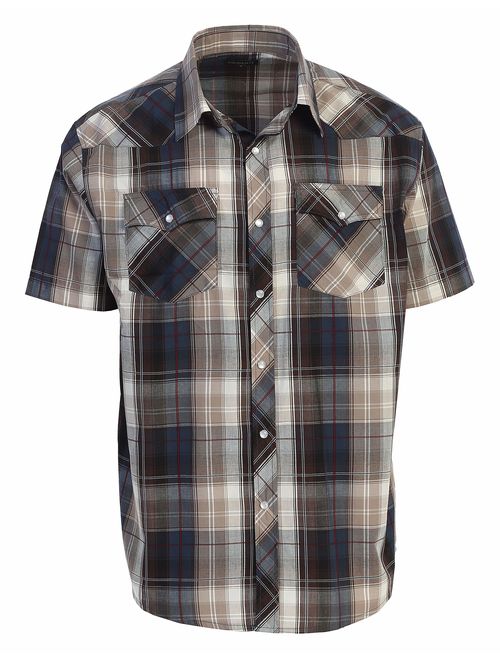 Gioberti Men's Western Plaid  Pearl Snap on Long Sleeve Shirt