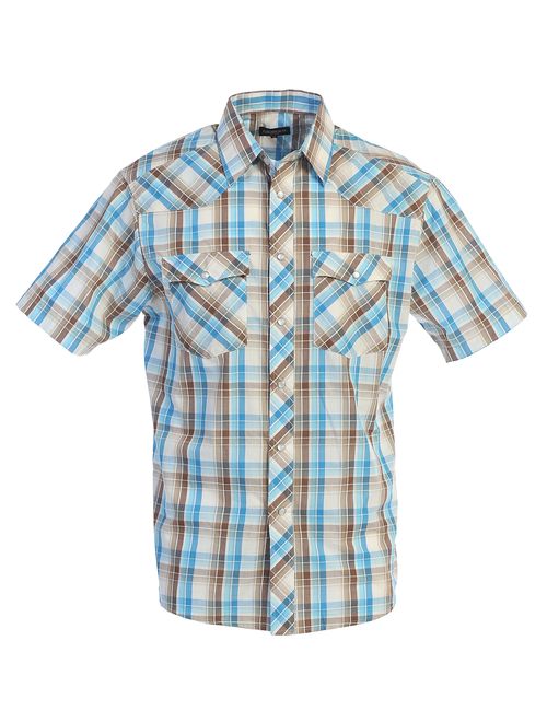 Gioberti Men's Western Plaid  Pearl Snap on Long Sleeve Shirt