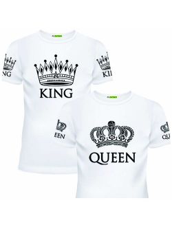 King and Queen Matching Short Sleeve Crew Neck T-Shirts for Couples