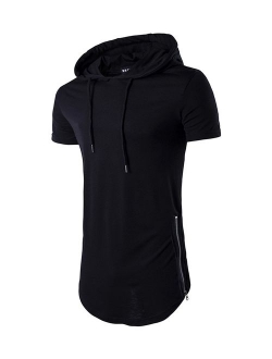 Defal Mens Hipster Long Sleeve Side Zipper Hooded Shirt Pullover Sweatshirt