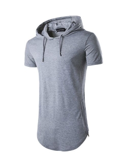 Defal Mens Hipster Long Sleeve Side Zipper Hooded Shirt Pullover Sweatshirt