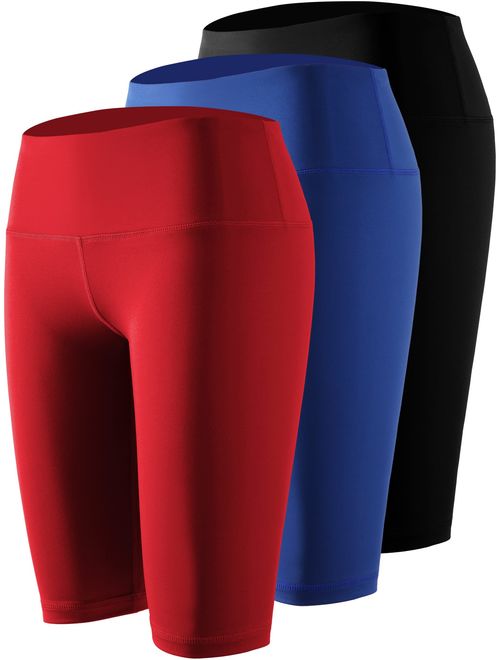 Cadmus Women's High Waist Workout Running Compression Shorts with Pocket