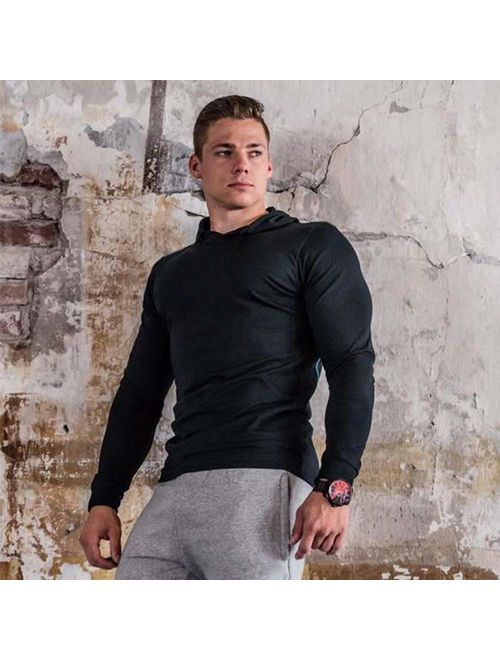 Alivegear Men's Bodybuilding Triblend Long-Sleeve Tapered Casual Sweatshirts Active Hoodies