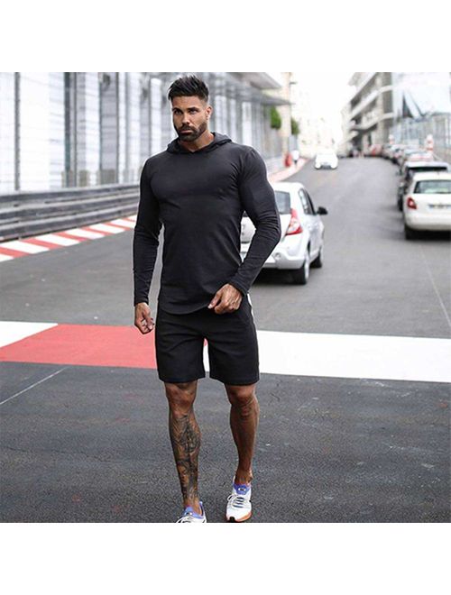 Alivegear Men's Bodybuilding Triblend Long-Sleeve Tapered Casual Sweatshirts Active Hoodies