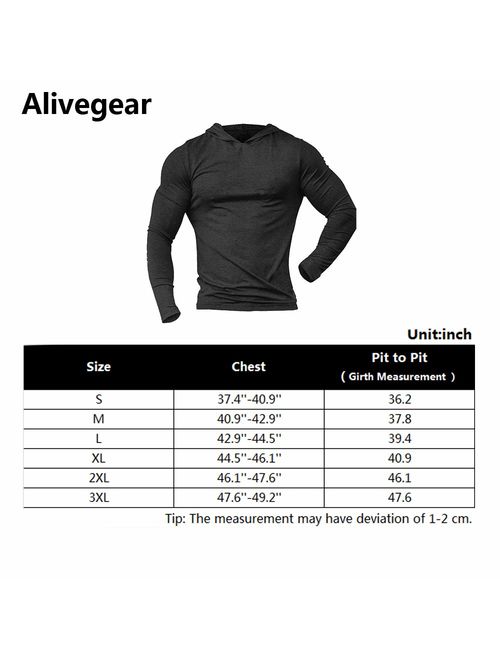 Alivegear Men's Bodybuilding Triblend Long-Sleeve Tapered Casual Sweatshirts Active Hoodies