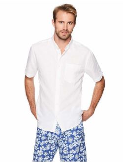 Isle Bay Linens Men's Standard Fit Short Sleeve Linen Cotton Button-Down Shirt