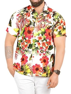 HAPPY BAY Men's Relaxed Beach Button Down Short Sleeve Hawaiian Shirt 3D Printed