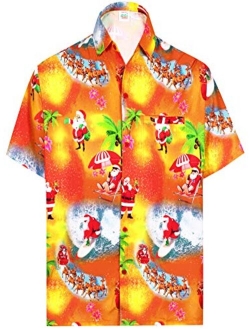 HAPPY BAY Men's Relaxed Beach Button Down Short Sleeve Hawaiian Shirt 3D Printed