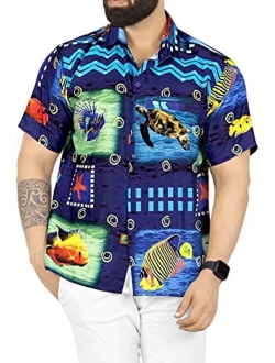 HAPPY BAY Men's Relaxed Beach Button Down Short Sleeve Hawaiian Shirt 3D Printed