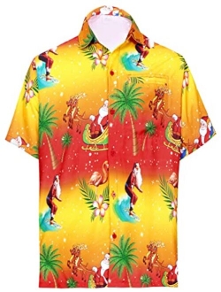 HAPPY BAY Men's Relaxed Beach Button Down Short Sleeve Hawaiian Shirt 3D Printed