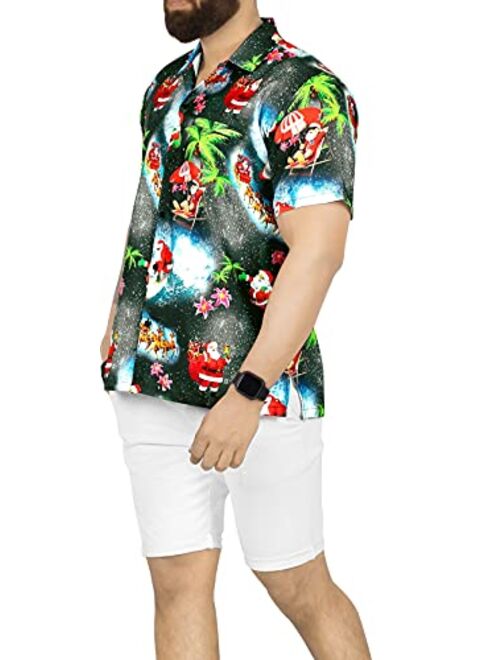 HAPPY BAY Men's Relaxed Beach Button Down Short Sleeve Hawaiian Shirt 3D Printed