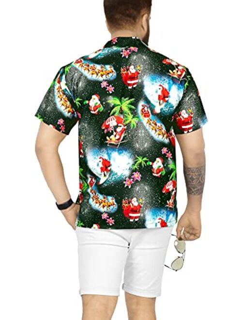 HAPPY BAY Men's Relaxed Beach Button Down Short Sleeve Hawaiian Shirt 3D Printed