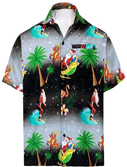 HAPPY BAY Men's Relaxed Beach Button Down Short Sleeve Hawaiian Shirt 3D Printed