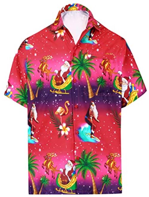 HAPPY BAY Men's Relaxed Beach Button Down Short Sleeve Hawaiian Shirt 3D Printed