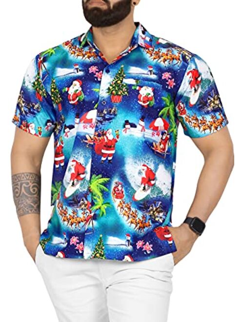 HAPPY BAY Men's Relaxed Beach Button Down Short Sleeve Hawaiian Shirt 3D Printed