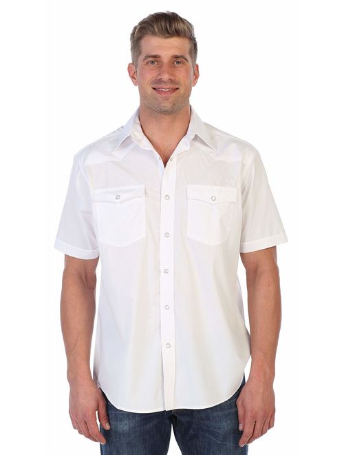 Gioberti Mens Casual Western Solid Short Sleeve Pearl Snaps Shirt