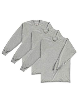 Men's 3-Pack Heavyweight Cotton Long Sleeve Crew Neck T-Shirt