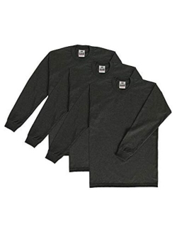 Men's 3-Pack Heavyweight Cotton Long Sleeve Crew Neck T-Shirt