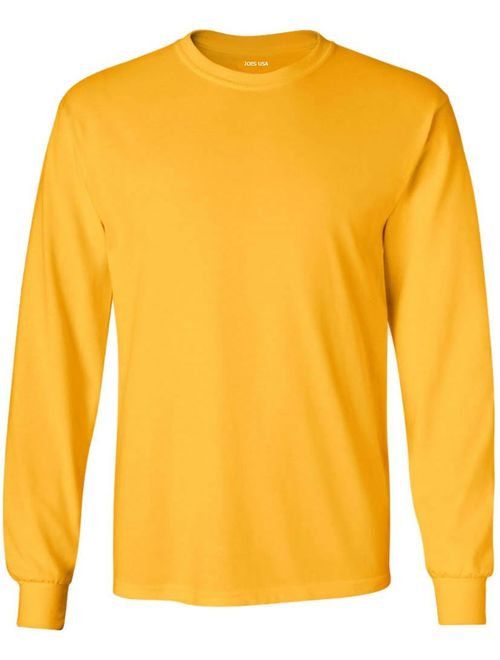 Joe's USA Men's Long Sleeve Heavyweight Cotton T-Shirts in Regular, Big and Tall