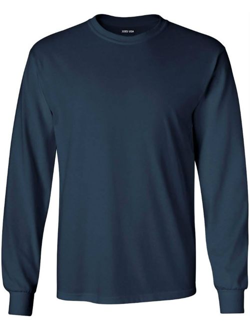 Joe's USA Men's Long Sleeve Heavyweight Cotton T-Shirts in Regular, Big and Tall