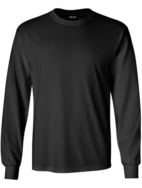 Joe's USA Men's Long Sleeve Heavyweight Cotton T-Shirts in Regular, Big and Tall