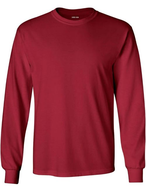 Joe's USA Men's Long Sleeve Heavyweight Cotton T-Shirts in Regular, Big and Tall