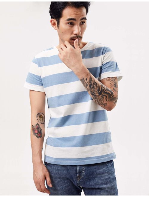 Zbrandy Wide Striped T Shirt for Men Sailor Tee Red White Black Navy Stripes Top Basic