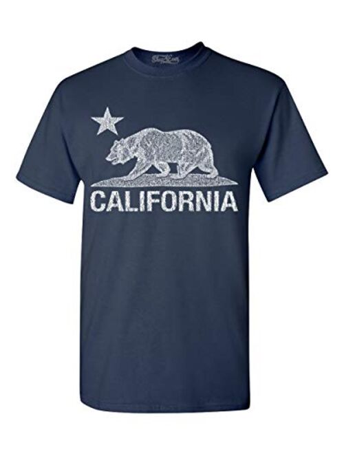 Shop4Ever California Distressed White Bear T-Shirt Cali Shirts