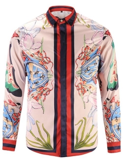 PIZOFF Mens Long Sleeve Luxury Design Print Dress Shirt