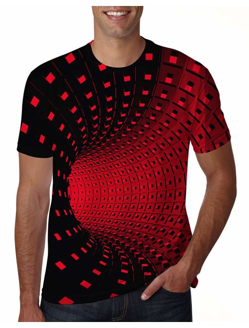 uideazone Unisex 3D Creative Print Short Sleeve T-Shirt Casual Graphic Tees