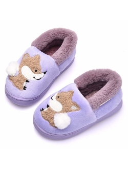 Ainikas Toddler Boys Girls Slippers Fluffy Little Kids House Slippers Warm Fur Cute Animal Home Slipper