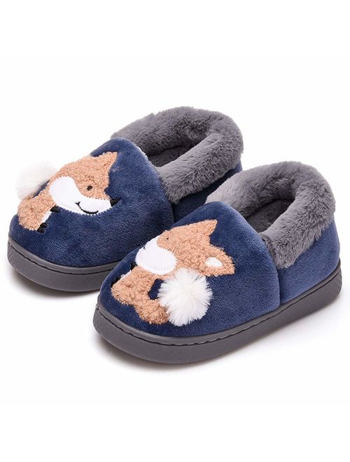 Ainikas Toddler Boys Girls Slippers Fluffy Little Kids House Slippers Warm Fur Cute Animal Home Slipper