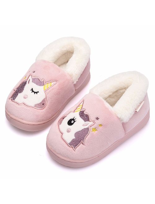 Ainikas Toddler Boys Girls Slippers Fluffy Little Kids House Slippers Warm Fur Cute Animal Home Slipper