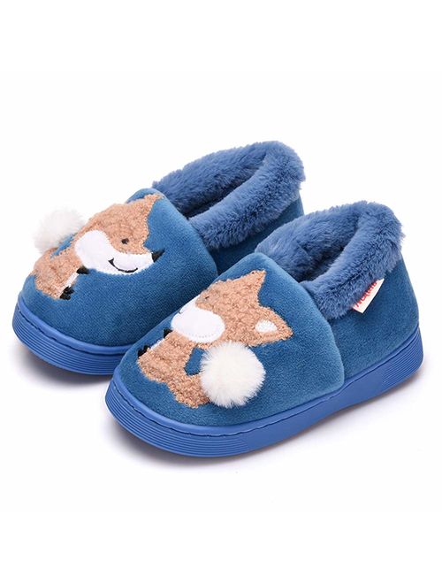 Ainikas Toddler Boys Girls Slippers Fluffy Little Kids House Slippers Warm Fur Cute Animal Home Slipper