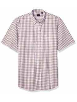 Arrow Men's Big and Tall Hamilton Poplins Short Sleeve Button Down Plaid Shirt