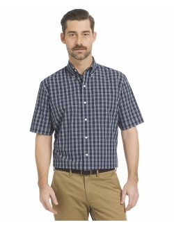 Arrow Men's Big and Tall Hamilton Poplins Short Sleeve Button Down Plaid Shirt