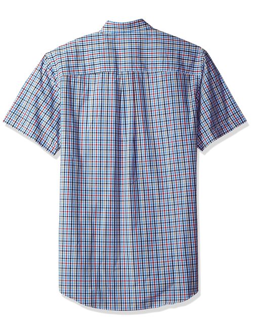 Arrow Men's Big and Tall Hamilton Poplins Short Sleeve Button Down Plaid Shirt