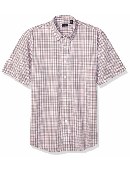 Arrow Men's Big and Tall Hamilton Poplins Short Sleeve Button Down Plaid Shirt