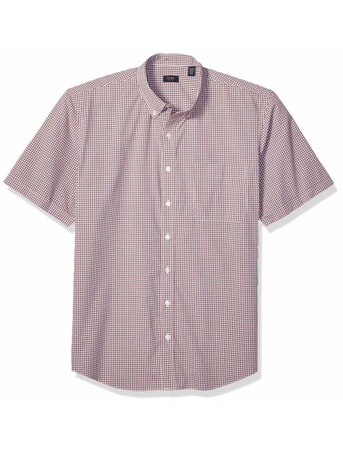 Arrow Men's Big and Tall Hamilton Poplins Short Sleeve Button Down Plaid Shirt