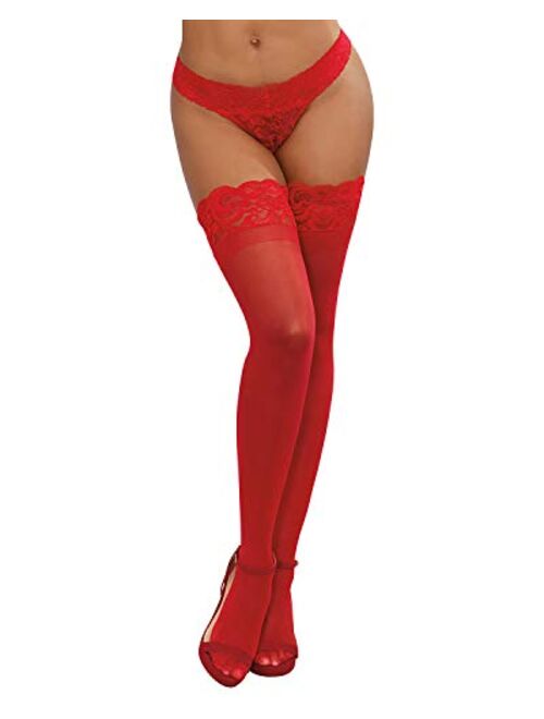 Dreamgirl Women's Silicone Lace Top Thigh-High Stockings