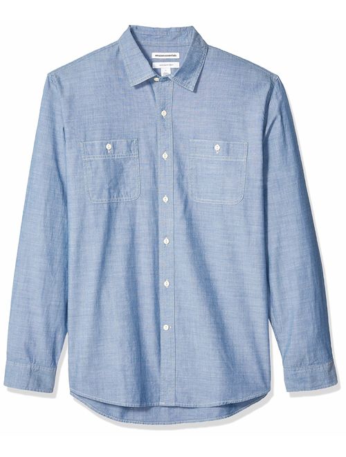 Amazon Essentials Men's Regular-fit Long-Sleeve Chambray Shirt