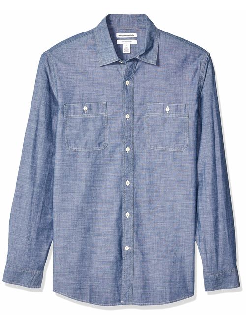 Amazon Essentials Men's Regular-fit Long-Sleeve Chambray Shirt