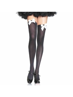 Women's Satin Bow Accent Thigh Highs