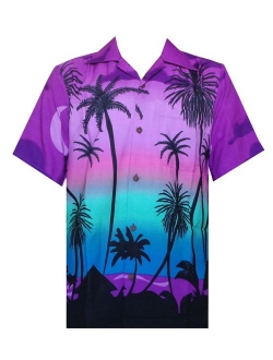 Hawaiian Shirts for Men Tropical Palm Trees Printed Aloha Holiday Beach wear