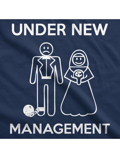 Mens Under New Management Funny Wedding Bachelor Party Novelty Tee for Guys