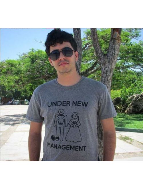 Mens Under New Management Funny Wedding Bachelor Party Novelty Tee for Guys