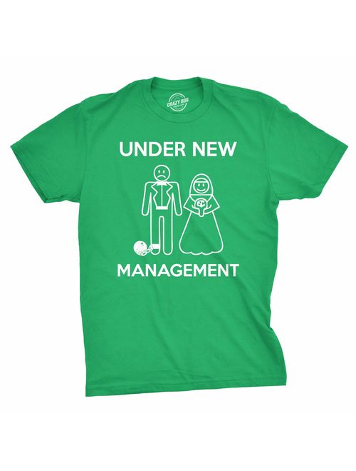 Mens Under New Management Funny Wedding Bachelor Party Novelty Tee for Guys