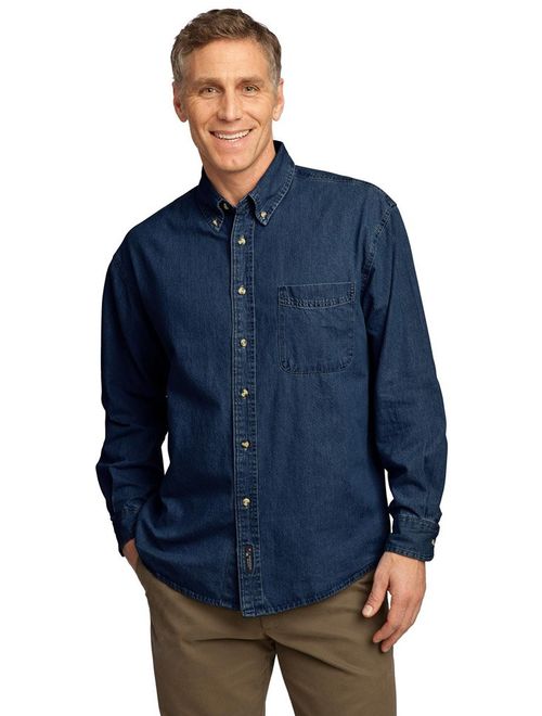 Port & Company Mens Long Sleeve Value Denim Shirt