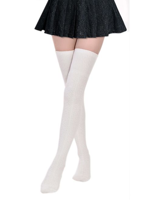 Kayhoma Extra Long Cotton Thigh High Socks Over the Knee High Boot Stockings Cotton Leg Warmers